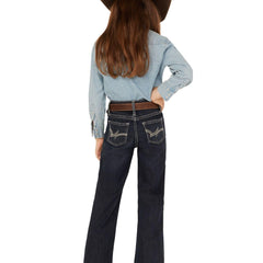 Wrangler Girls' Stretch Boot Cut Jean, Dark Blue, 
