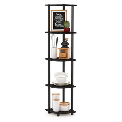 Furinno TURN-N-TUBE Set of 2, 5-Tier Corner Shelf, Bookcase, Espresso