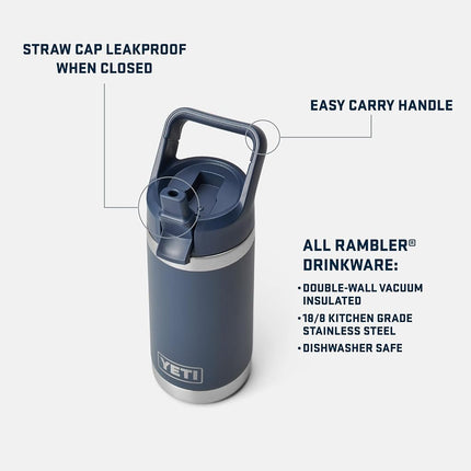 YETI Rambler Jr. 12 oz Kids Bottle, with Straw Cap, Rescue Red, 21071503994