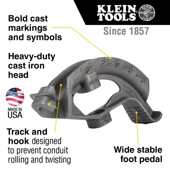 Klein Tools 51609 Iron Conduit Bender Head, for 3/4-Inch EMT or 1/2-Inch Rigid IMC, use with Klein Tools Angle Setter (Cat. No. 51612)