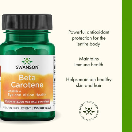 Swanson Beta-Carotene (Vitamin A) 10000 Iu (3000 mcg) 250 Sgels