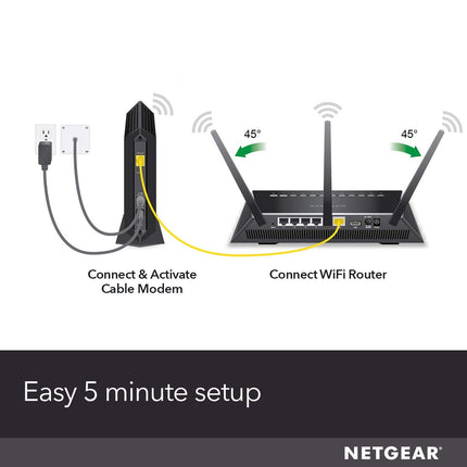 Módem de cable Netgear CM400 8 x 4 DOCSIS 3.0, velocidades de descarga máximas de 343 Mbps. Certificado para Xfinity por Comcast, Time Warner Cable, Cox, Charter y más (CM400-1AZNAS), Negro