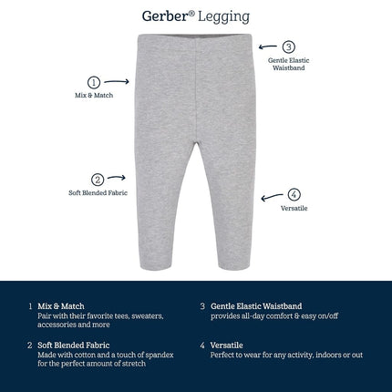 Gerber Baby Girls' Toddler Multi-Pack Premium Leggings, Hot Pink/Navy, 6-9 Months