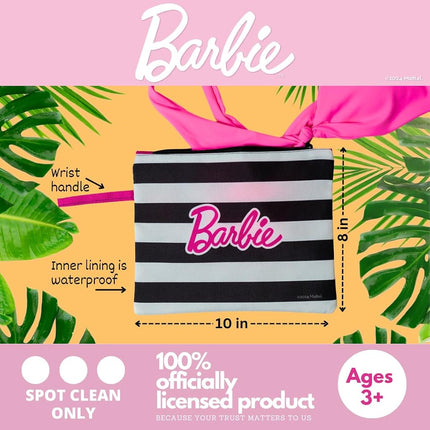 Franco Collectibles Barbie Beach/Pool Waterproof Swimsuit, Makeup, Toiletries Pouch Bag, (Officially Licensed Product)