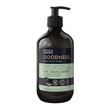 Baylis & Harding Goodness Oud, Cedar & Amber Natural Hand Wash, 500ml (Pack of 3) - Vegan Friendly