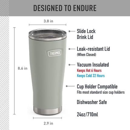 Gobelet isotherme River Rock en acier inoxydable de 24 oz avec couvercle à glissière