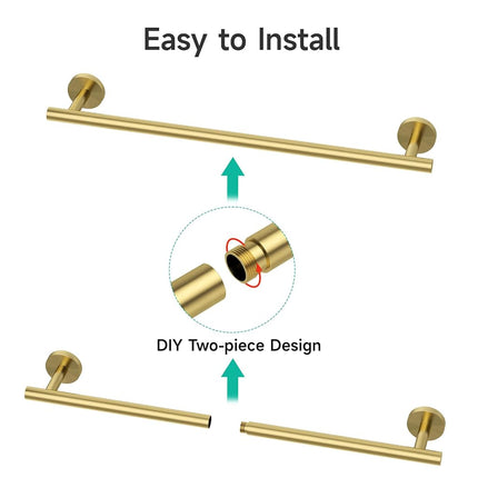 USHOWER Brushed Gold Towel Bar, 18-Inch Large Bathroom Towel Rack, SUS304 Stainless Steel, Modern Style