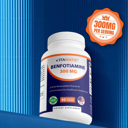 Vitamatic Benfotiamine 300 mg 90 Vegetarian Capsules - Also Called Fat Soluble Vitamin B1 (90 Count (Pack of 3))