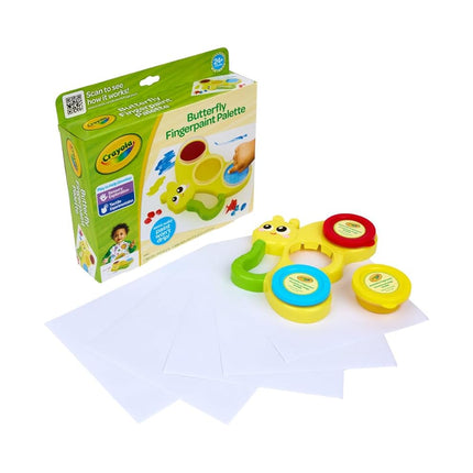 Crayola Butterfly Fingerpaint Pallette (3ct), Washable & Spillproof Fingerpaint for Toddlers, Less Mess Paint, Toddler Gift, Ages 2+