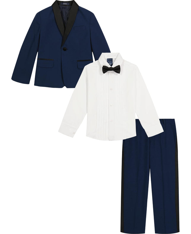 Nautica Boys' 4-Piece Tuxedo Set with Dress Shirt, Bow Tie, Jacket, and Pants, Blue Tuxedo, 6