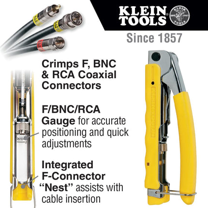 Coax Compression Crimper, Klein Tools VDV211-048 - Wire and Coaxial Crimper for Compression Connectors
