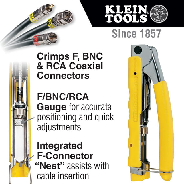 Coax Compression Crimper, Klein Tools VDV211-048 - Wire and Coaxial Crimper for Compression Connectors