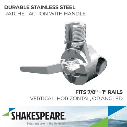 Shakespeare 4190 Stainless Steel Rachet Rail Mount - Silver, 22/25mm