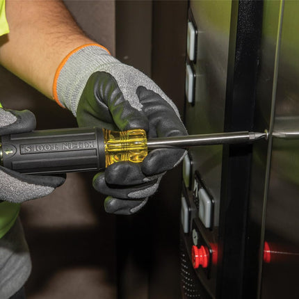 Klein Tools 32307 Destornillador de seguridad de puntas múltiples, herramienta 27 en 1 con puntas Torx, hexagonales, Torq y Spanner con desarmador de caja de 1/4''