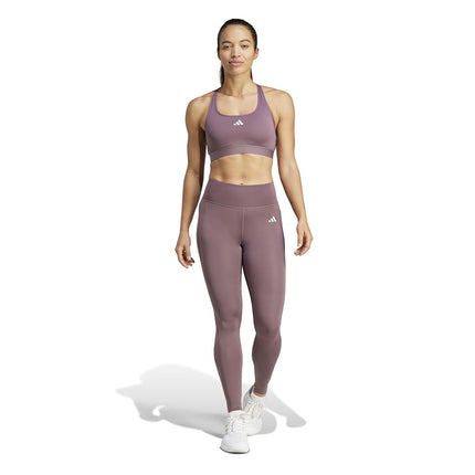 adidas Women's Optime Essentials Stash Pocket Full-Length Leggings, Shadow Fig, M, Shadow Fig, M