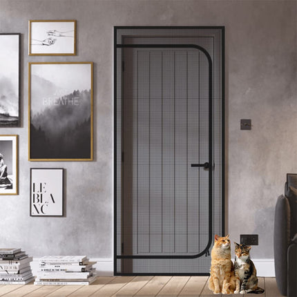 DOOREASY Pet Screen Door, Upgraded Cat Resistant Door to Stop Cats Running Out, Easy Install Mesh with Zipper Closure, No Slightest Gap, Fresh Air in (Fits Doors Up to 34''x80'') (PE-DR3480)