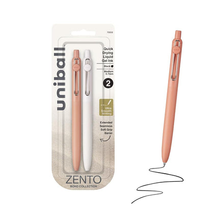 uni-ball Zento Gel Ink Rollerball Pens, 2 Black Me