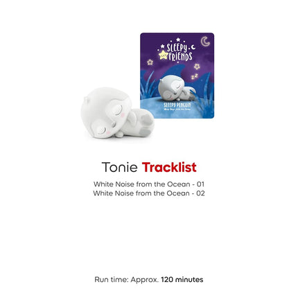 Tonies Sleepy Friends: White Noise from The Ocean Audio Toy Figurine Featuring Sleepy Penguin