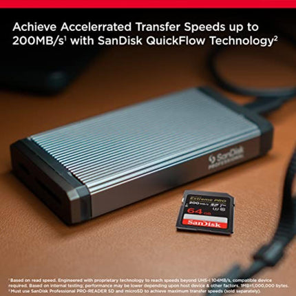 SanDisk 64GB Extreme PRO SDXC card, SD Card, V30 Memory Card, 4K UHD, up to 200 MB/s, SanDisk QuickFlow Technology, RescuePro Deluxe Data Recovery Software, UHS-I, Class 10, U3, V30