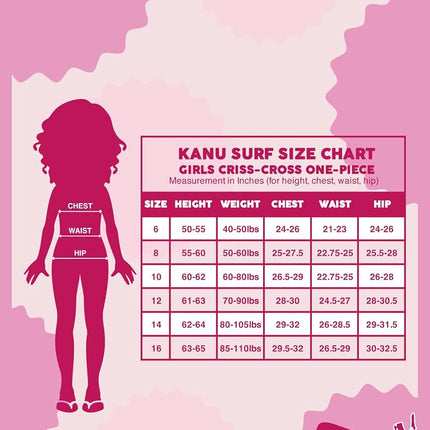 Kanu Surf Niñas Reese UPF 50 Traje de Baño de Playa Deportivo Cruzado de Una Pieza, Nina Púrpura Múltiple, 10