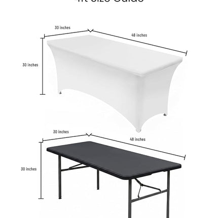 Utopia Kitchen Spandex Tablecloth 2 Pack [4FT, White] Tight, Fitted, Washable and Wrinkle Resistant Stretch Rectangular Patio Table Cover for Event, Wedding, Banquet & Parties [48Lx30Wx30H] Inches