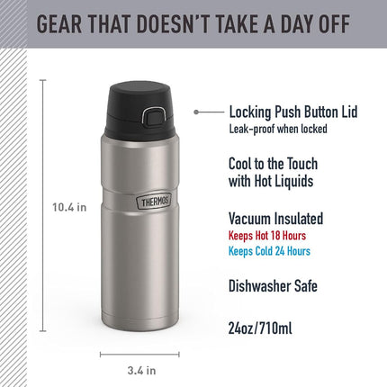 Thermos Stainless King 24 Ounce Drink Bottle, Stainless Steel, SK4000STTRI4