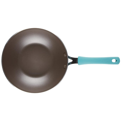 Rachael Ray Cook + Create Sartén/Wok Antiadherente para Saltear, 10.5 Pulgadas, Azul Agave