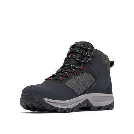 Columbia Men's Transverse Hike Waterproof, Waterproof Mid Rise Trekking and Hiking Boots, Black/Mountain Red, 7