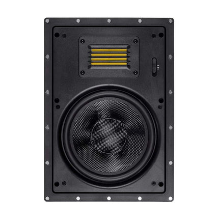 Altavoces de pared Monoprice 116334 Amber de 8 pulgadas, 2 vías, fibra de carbono con tweeter de cinta (par)
