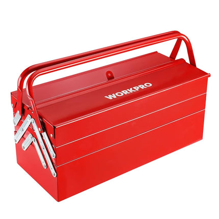 WORKPRO Metal Tool Box, 18-inch Cantilever Folding