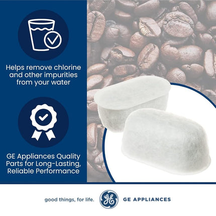 GE Appliances Activated Carbon Coffee Filters|Remove Chlorine, Calcium, and Other impurities from The Water | Universal Fit | 6 Pack