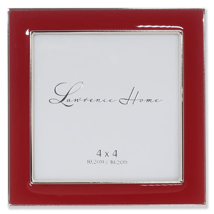 4x4 Silver Metal and Red Enamel Picture Frame