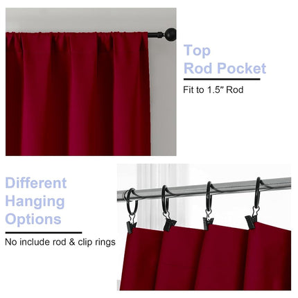 Simplebrand Ava Red Blackout Curtains for Bedroom 63 Inch Length 2 Panels Set, Nursery Thermal Insulated Energy Saving Rod Pocket Window Treatment Curtains Blackout Drapes, W40 x L63 Inch, Red