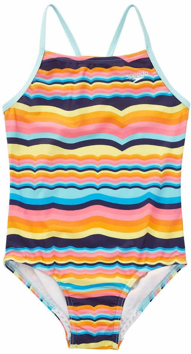 Maillot de bain une pièce à fines bretelles Speedo pour filles (Rainbow, Large 12/14)