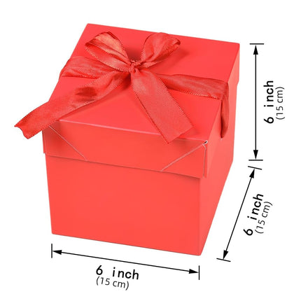 GP SUP 12 Pcs Squared Gift Boxes with Lids,Gold Kraft for Birthdays Christmas，Weddings, Baby Showers, Valentine's Day (Red, 6”×6”×6”) (Chaoqun0027)