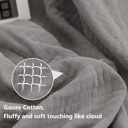 Manta de muselina de algodón sencilla y opulenta para cama y sofá, manta de gasa tejida con borlas, suave, ligera, acogedora, prelavada, transpirable, decoración de casa de campo (gris)