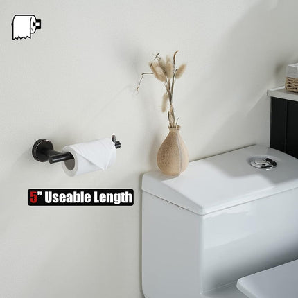 JQK Toilet Paper Holder Oil Rubbed Bronze, 5 Inch 304 Stainless Steel Thick 0.8mm Tissue Paper Dispenser for Bathroom, Hold Mega Rolls Wall Mount 2 Pack, TPH100-ORB-P2