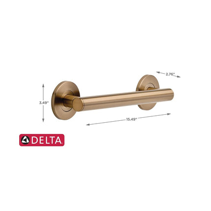 DELTA FAUCET 41812-CZ Contemporary 12" Grab Bar with Concealed Mounting, Champagne Bronze Champagne Bronze