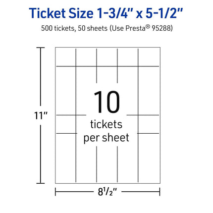 Avery Printable Rectangle Tickets, 1-3/4" x 5-1/2", Glossy White Cardstock, Laser/Inkjet Printable, 500 Total
