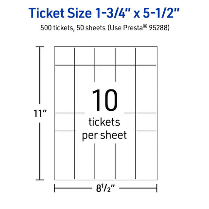 Avery Printable Rectangle Tickets, 1-3/4" x 5-1/2", Glossy White Cardstock, Laser/Inkjet Printable, 500 Total