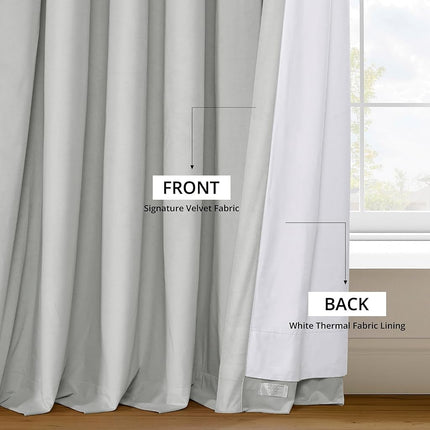 HPD Half Price Drapes Velvet Blackout Curtains/Drapes - 108 Inches Long 1 Panel Blackout Curtain Signature Pleated for Living Room & Bedroom - 25W X 108L, Reflection Grey