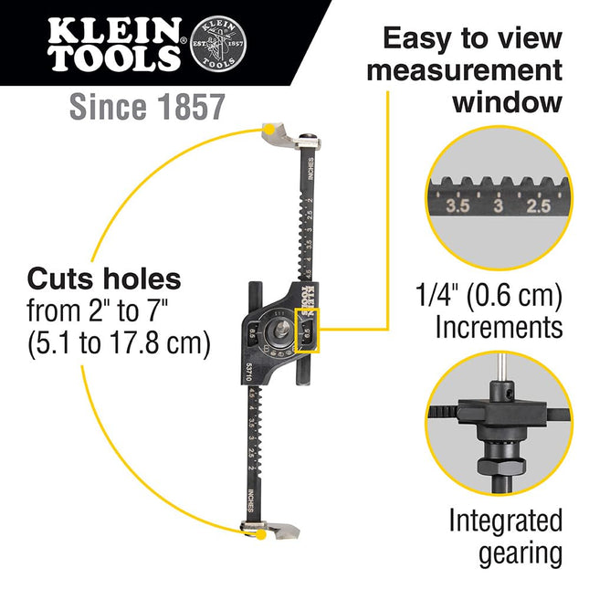 Klein Tools 53701 Hole Saw Replacement Pilot Bit, Blades and Hex Keys, use with Cat. No. 53710 for Smooth and Precise 2 to 7-Inch Cuts