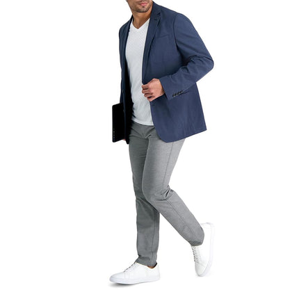 Haggar Men's Smart Wash Performance Tech Blazer Tailored Fit Heather Navy