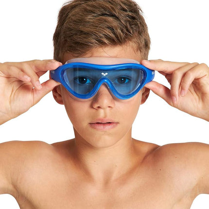 ARENA The One Mask Junior Anti-Fog Swimming Goggles for Children, Swimming Pool Mask with Large Mirrored Lenses, UV Protection, Self-Adjusting Nose Bridge, Orbit-Proof Seals