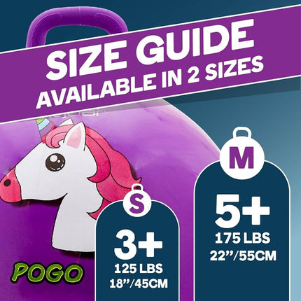 Flybar Hopper Ball for Kids, Inflatable Bouncy Ride-On Ball w/Handle for Indoor & Outdoor Active Play, Includes Pump, Jump Toy for Boys & Girls, Supports Up to 165 lbs, Ages 3+, 18-Inch, Small