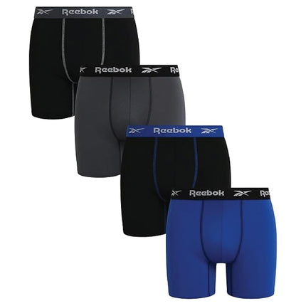 Reebok Mens Boxer Briefs - 4 Pack 6'' Inseam Stret