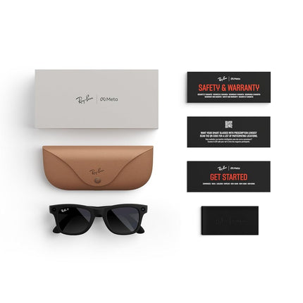 Meta Ray-Ban Smart Glasses, Wayfarer, Matte Black/Polarised Gradient Graphite, Regular