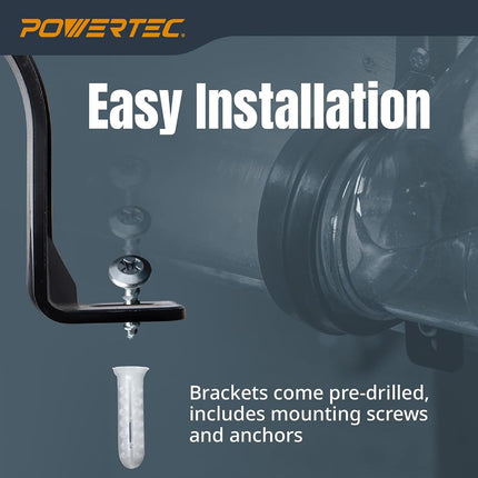 POWERTEC Clear PVC Pipe 4" x 36" Long, 4PK Plastic Tubing and 10PK Pipe Straps w/Anchors & Screws Compatible w/Dust Collection Fittings - Hose for Woodworking Tools (70470)