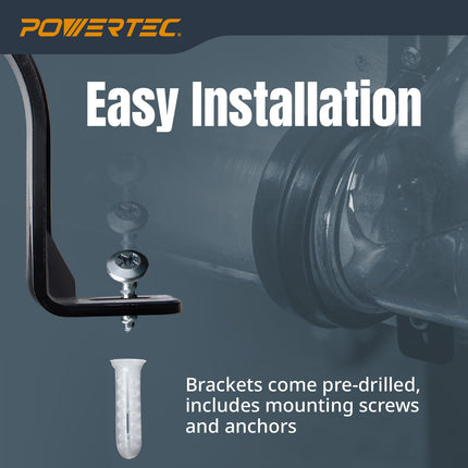 POWERTEC Clear PVC Pipe 4" x 36" Long, 4PK Plastic Tubing and 10PK Pipe Straps w/Anchors & Screws Compatible w/Dust Collection Fittings - Hose for Woodworking Tools (70470)