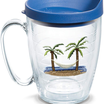 Tervis, Vaso Térmico de Doble Pared, Fabricado en EE. UU., Escena de Palmera y Hamaca, Mantiene las Bebidas Frías y Calientes, Taza de 16 oz con Tapa